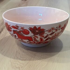 Lunar New Year Floral Red and White Decorative Noodle Bowl Year of the Horse